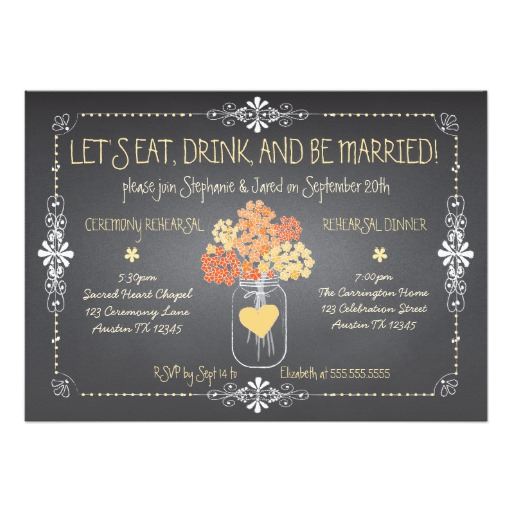 Autumn Chalkboard Wedding Invitation Card