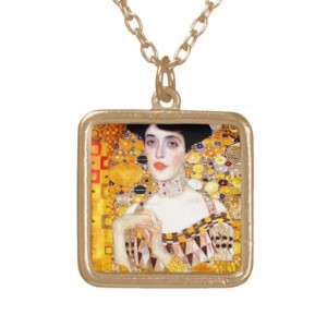 Gustav Klimt Adele Bloch-Bauer Square Pendant Necklace