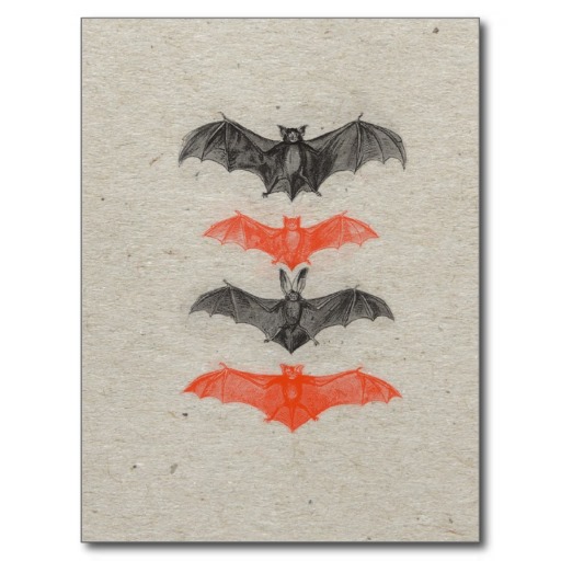 Halloween Orange And Black Bats Postcard