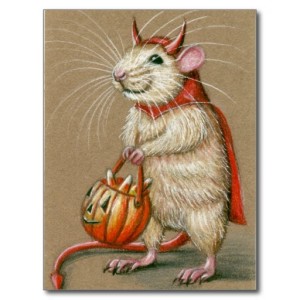 Rat Devil Drawing Halloween Postcard