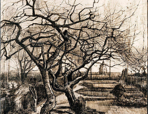 the-parsonage-garden-at-nuenen-in-winter-vincent-van-gogh