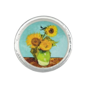 Three Sunflowers In A Vase Ring